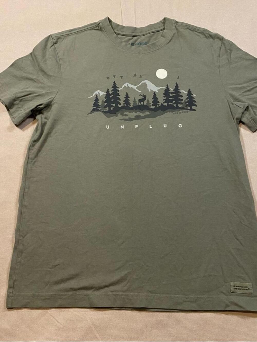 Life Is Good Forest Graphic Tee - Olive Green Unplug